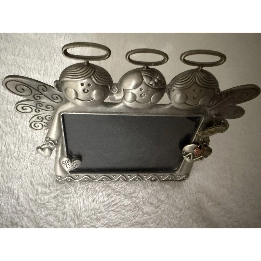 Grandkids Metal Picture Frame 4x6 Silver Tone Cute Kids Hearts Charm